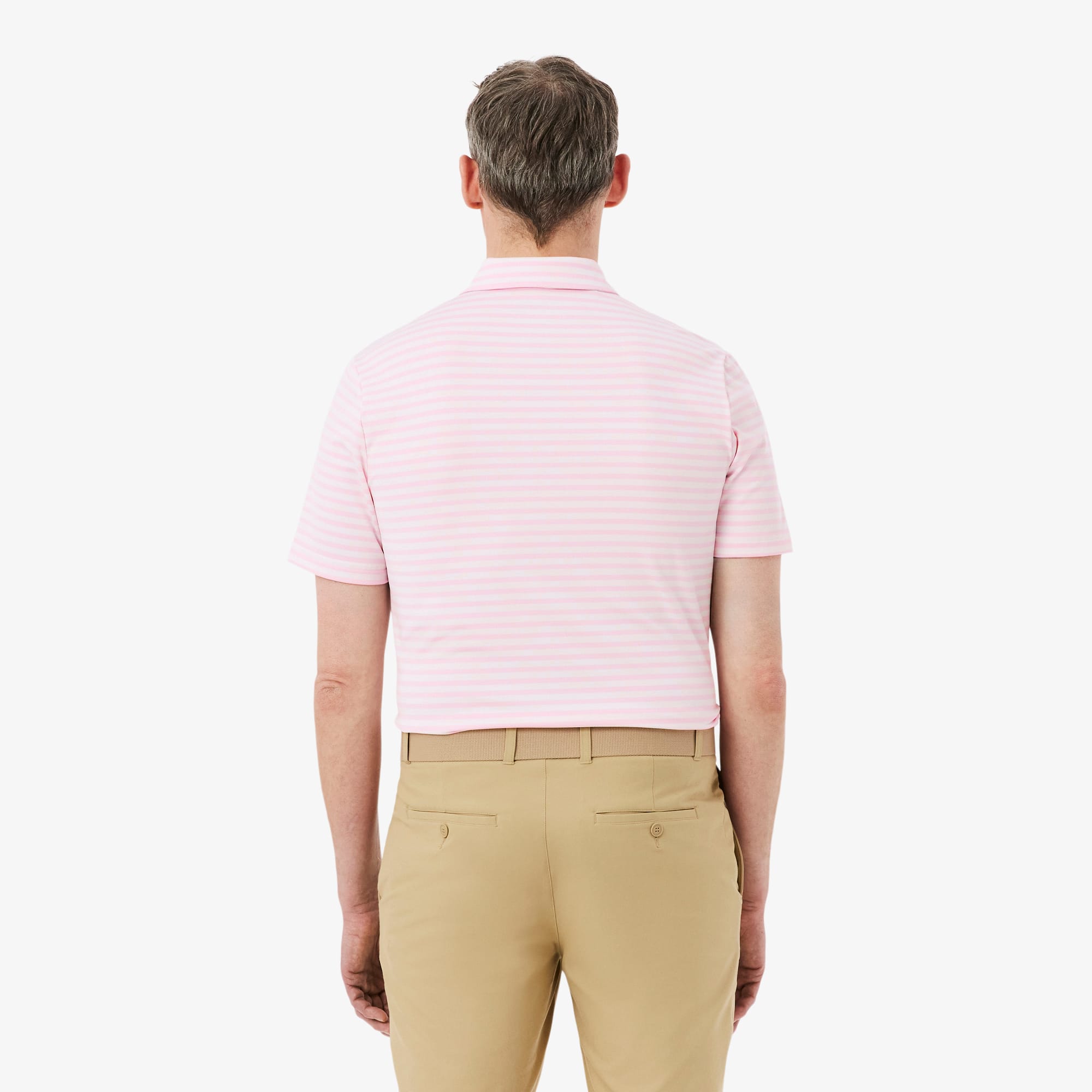 Thumbnail - Lacoste Gestreiftes Golf-Polohemd mit Ultra-Dry-Technologie, Regular Fit - Hellrosa / Weiß Size 3XL