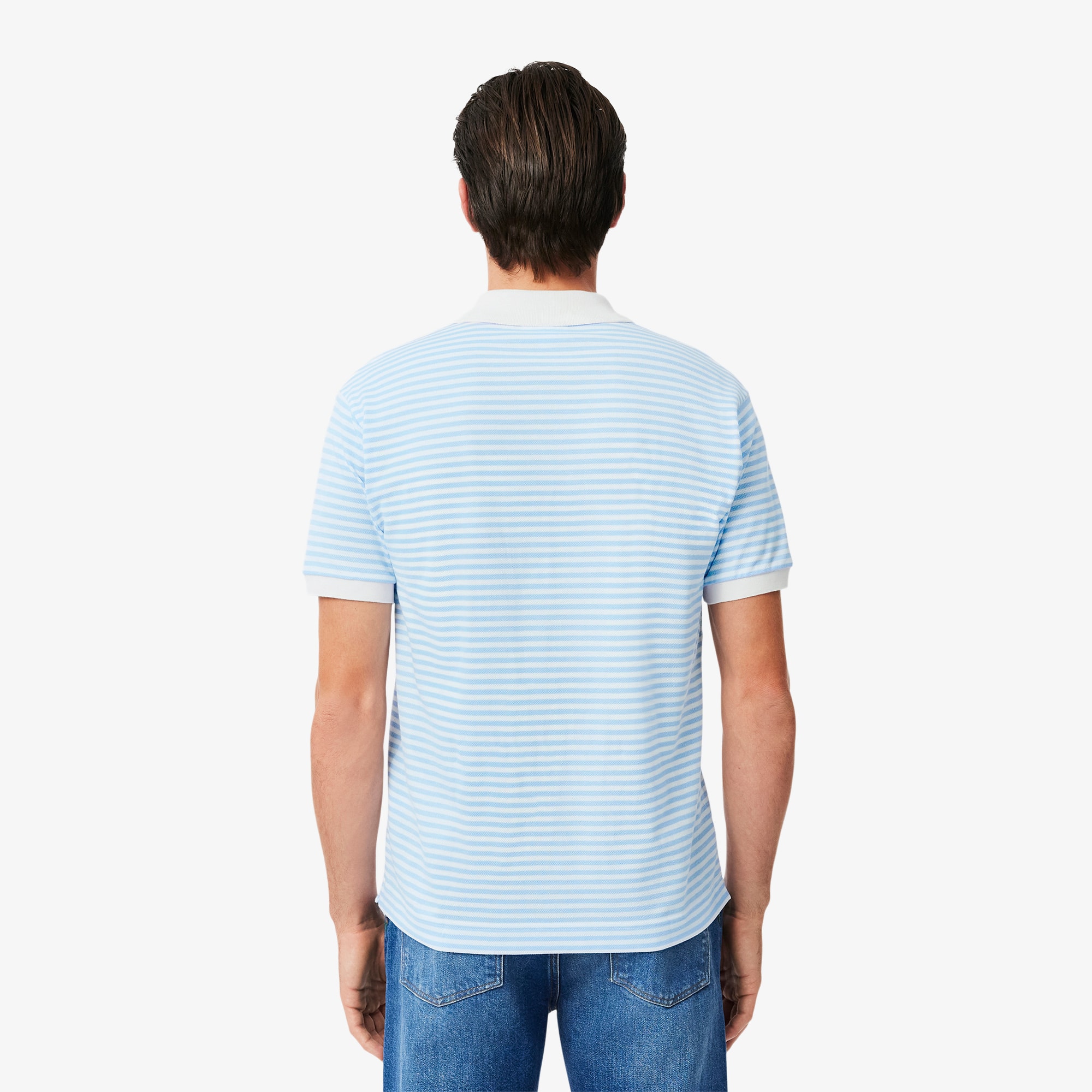 Thumbnail - Lacoste Classic Fit-Polohemd L.12.12 aus Petit Piqué mit Streifen - Weiß / Blau Size L