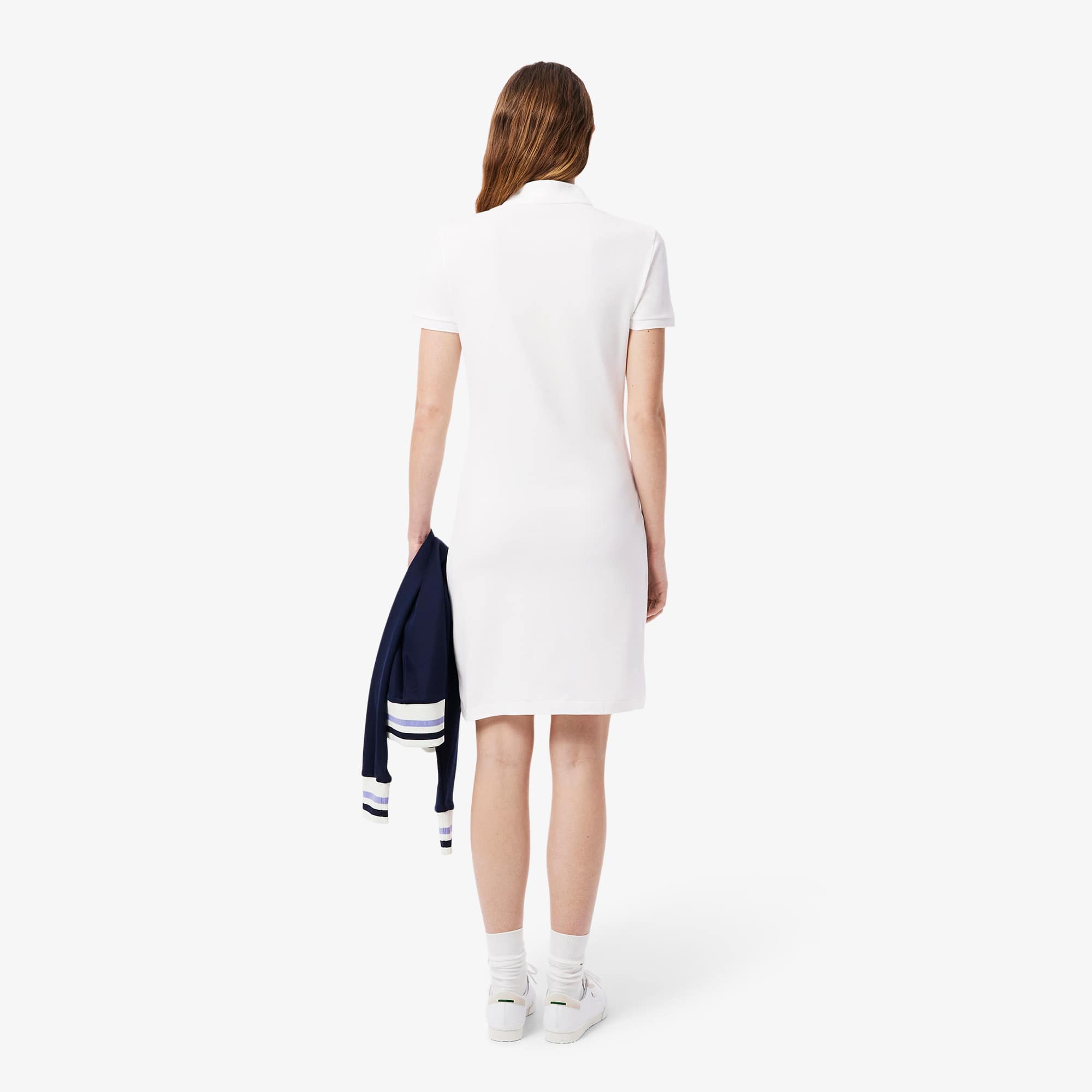 Thumbnail - Lacoste Slim Fit-Polokleid aus dehnbarem Mini Piqué - Weiß Size 42