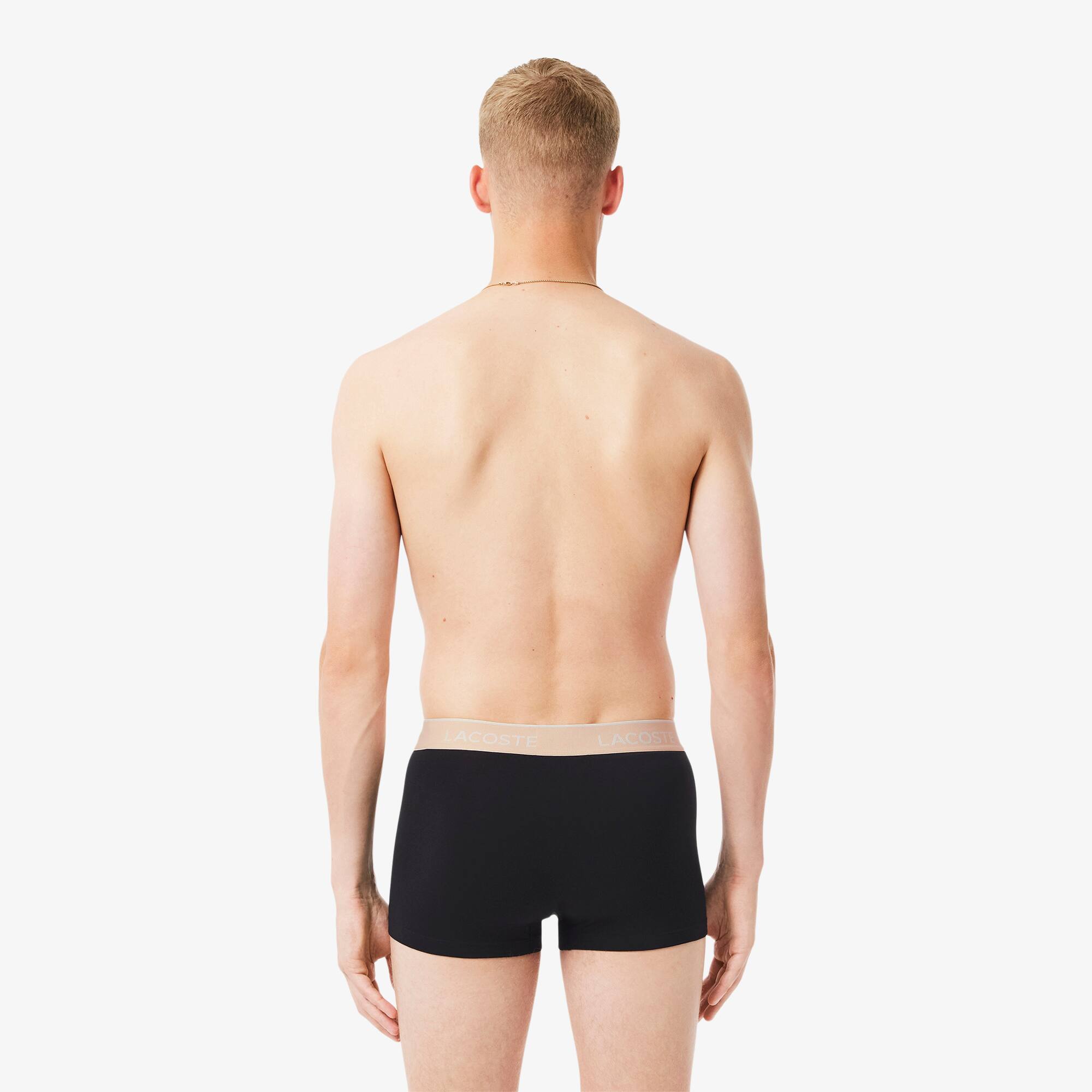 Thumbnail - Lacoste 3er-Pack Trunks aus Stretch-Baumwolle - Schwarz / Beige / Braun Size 6 - XL
