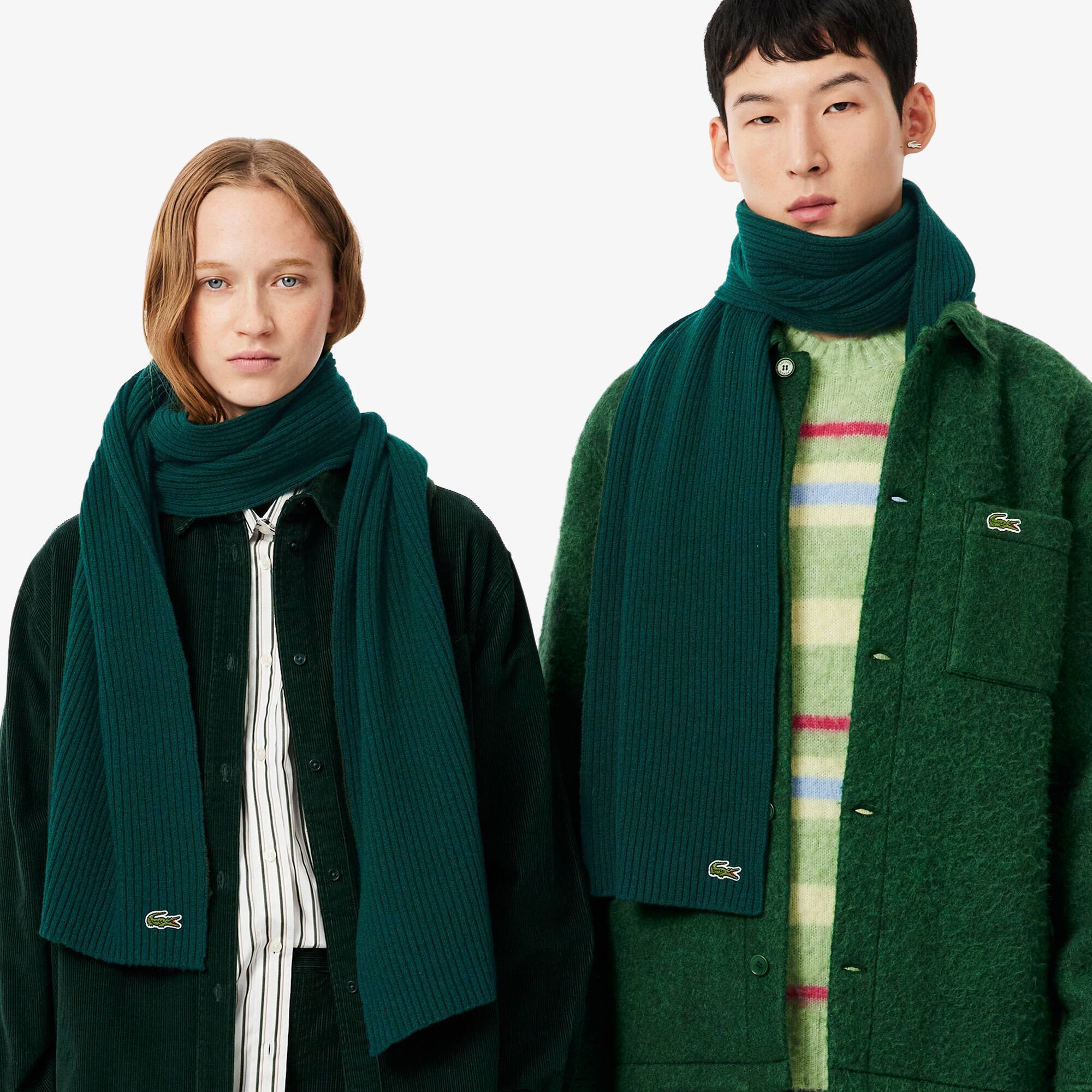 Thumbnail - Lacoste Gerippter Wollschal - Sinople Grün Size One Size