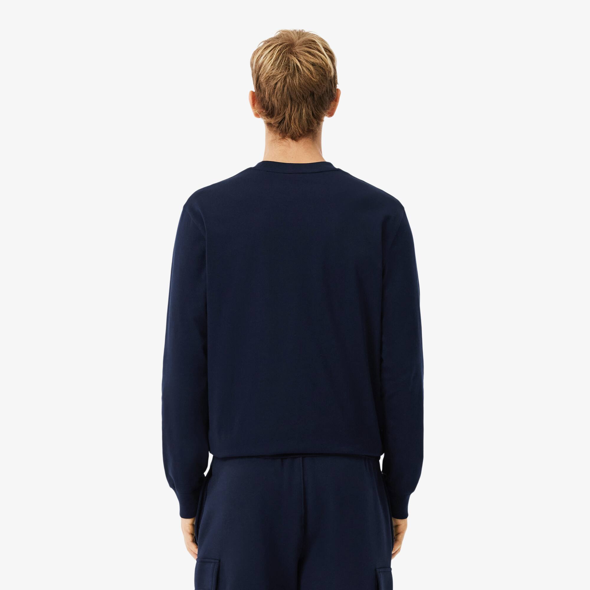 Thumbnail - Lacoste T-Shirt aus Baumwolle mit langen Ärmeln - Navy Blau Size S