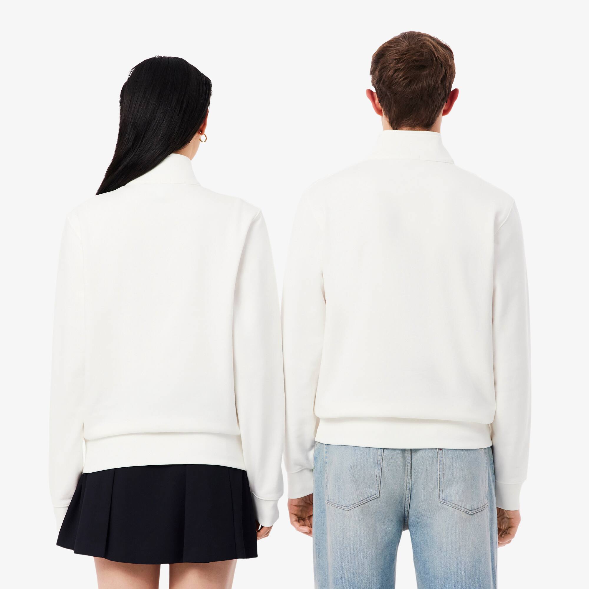 Thumbnail - Lacoste Sweatshirt mit hohem Nacken, Tiefprägung und Reißverschluss - Weiß Size L