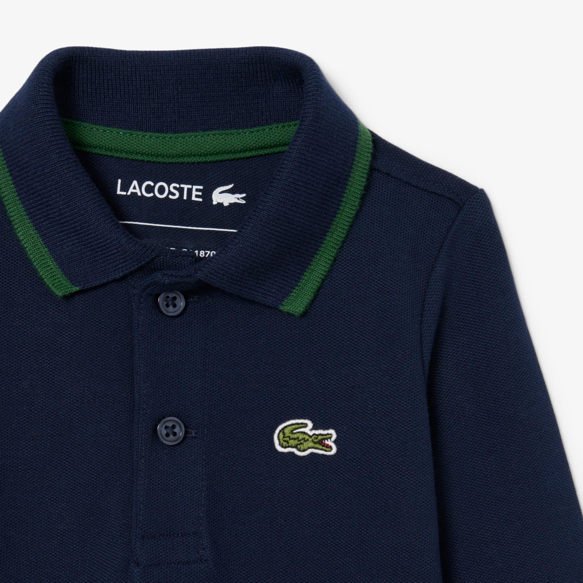 Thumbnail - Lacoste Baby-Body aus Piqué mit langen Ärmeln - Navy Blau Size 3 - 6M