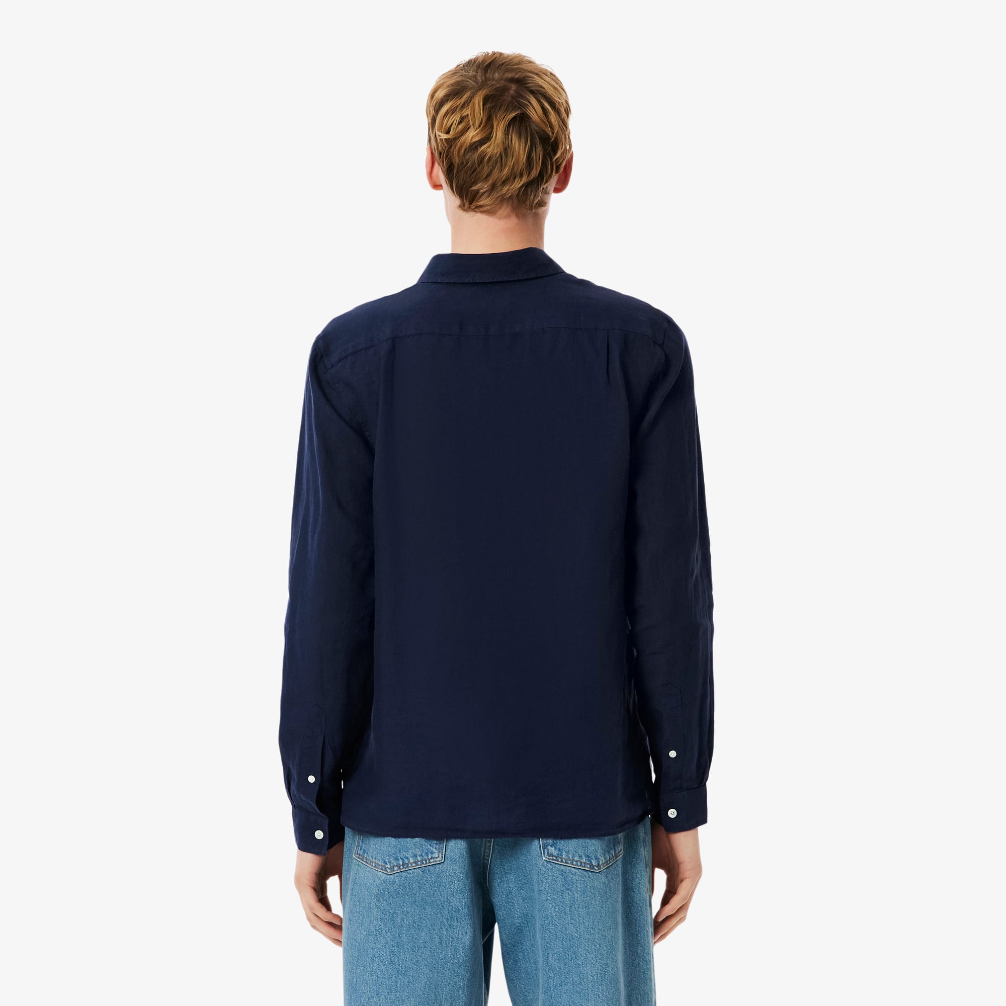 Thumbnail - Lacoste Regular Fit-Leinenhemd - Navy Blau Size 45