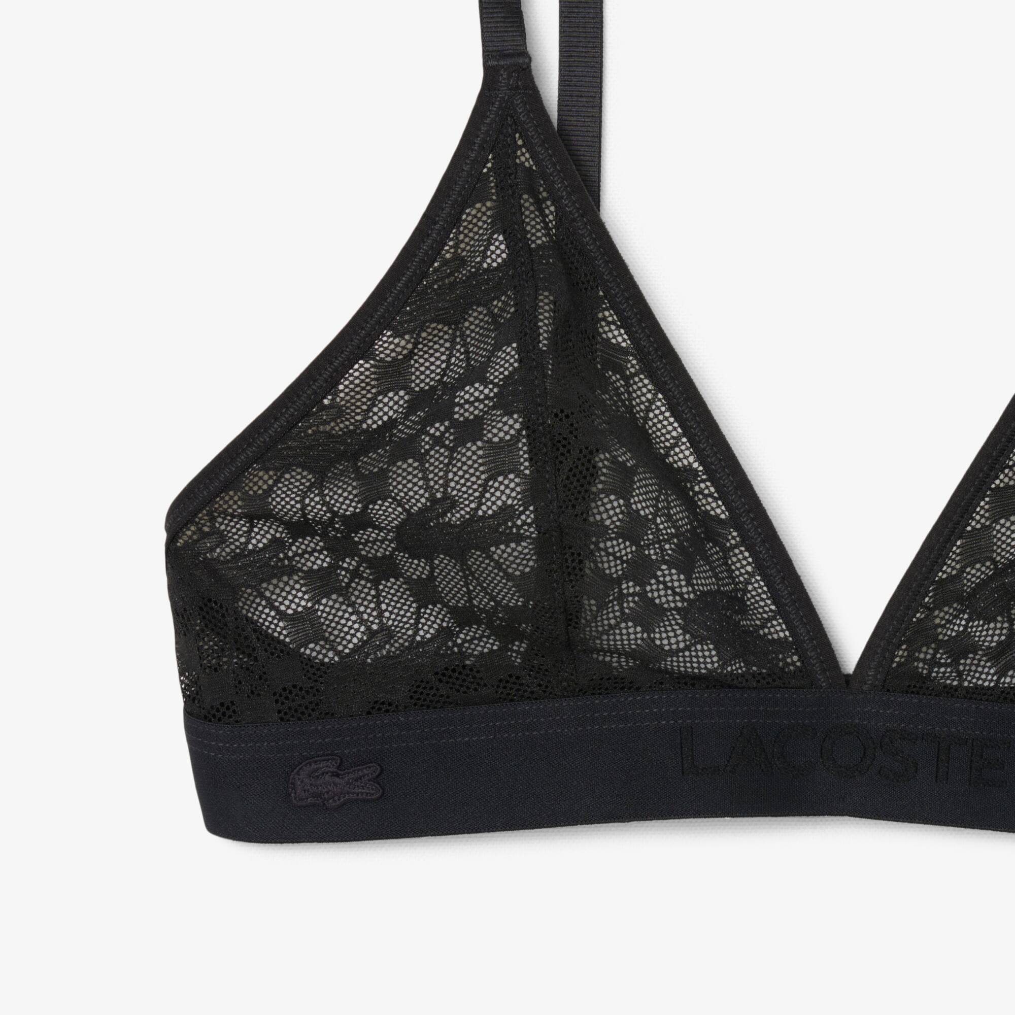 Thumbnail - Lacoste Triangle-Bralette aus Logo-Spitze - Schwarz Size S