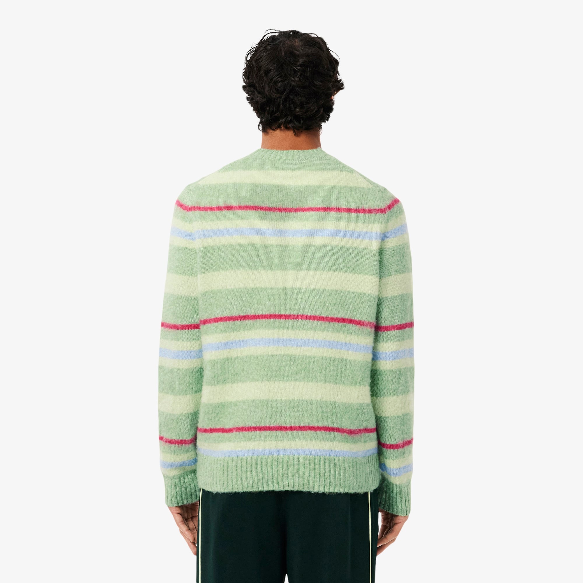 Thumbnail - Lacoste Pullover aus Alpakawolle mit Streifen - Grün / Gelb / Blau Size L