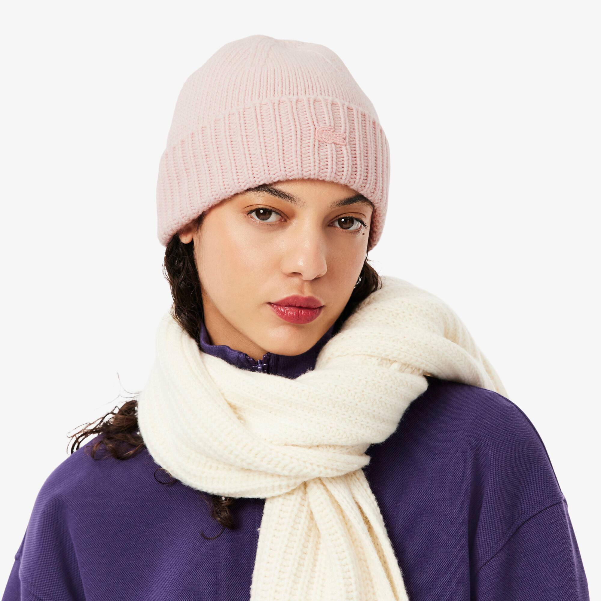 Thumbnail - Lacoste Wollmütze aus 3D-Rippstrick - Hellrosa Size One Size