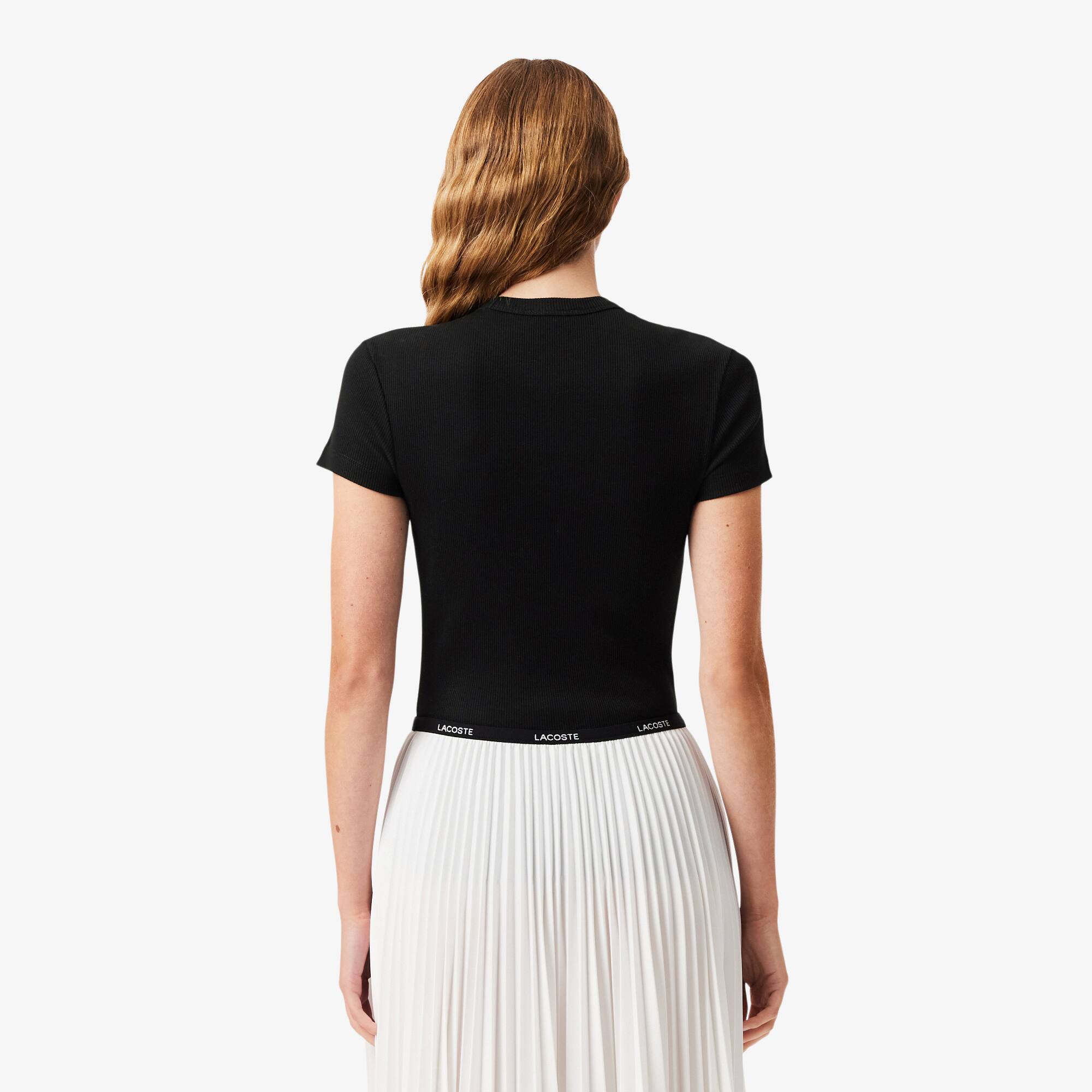 Thumbnail - Lacoste Slim Fit-T-Shirt aus gerippter Baumwolle - Schwarz Size 40