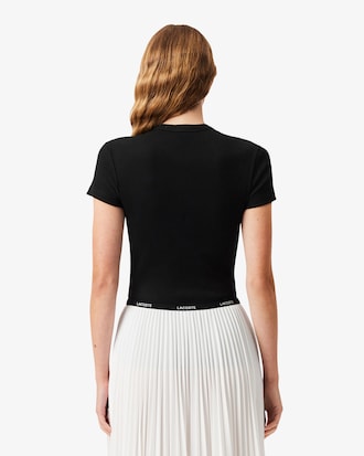 Slim Fit-T-Shirt aus gerippter Baumwolle