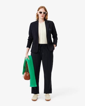 Slim Fit-Blazer aus Wolle mit gesticktem Krokodil