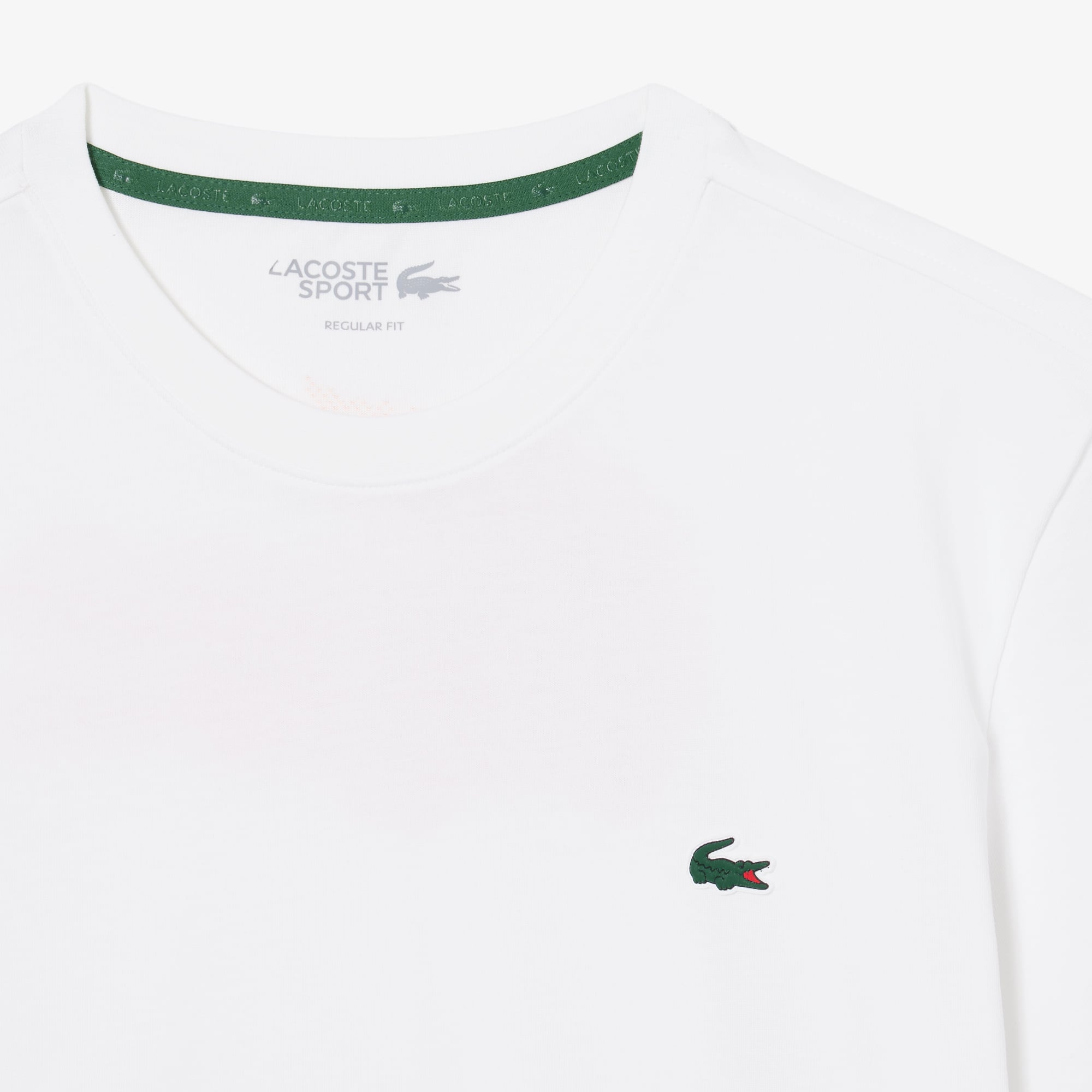 Thumbnail - Lacoste Sportliches Ultra-Dry-T-Shirt mit Kroko-Motiv - Blanc / Orange Size 6 - XL
