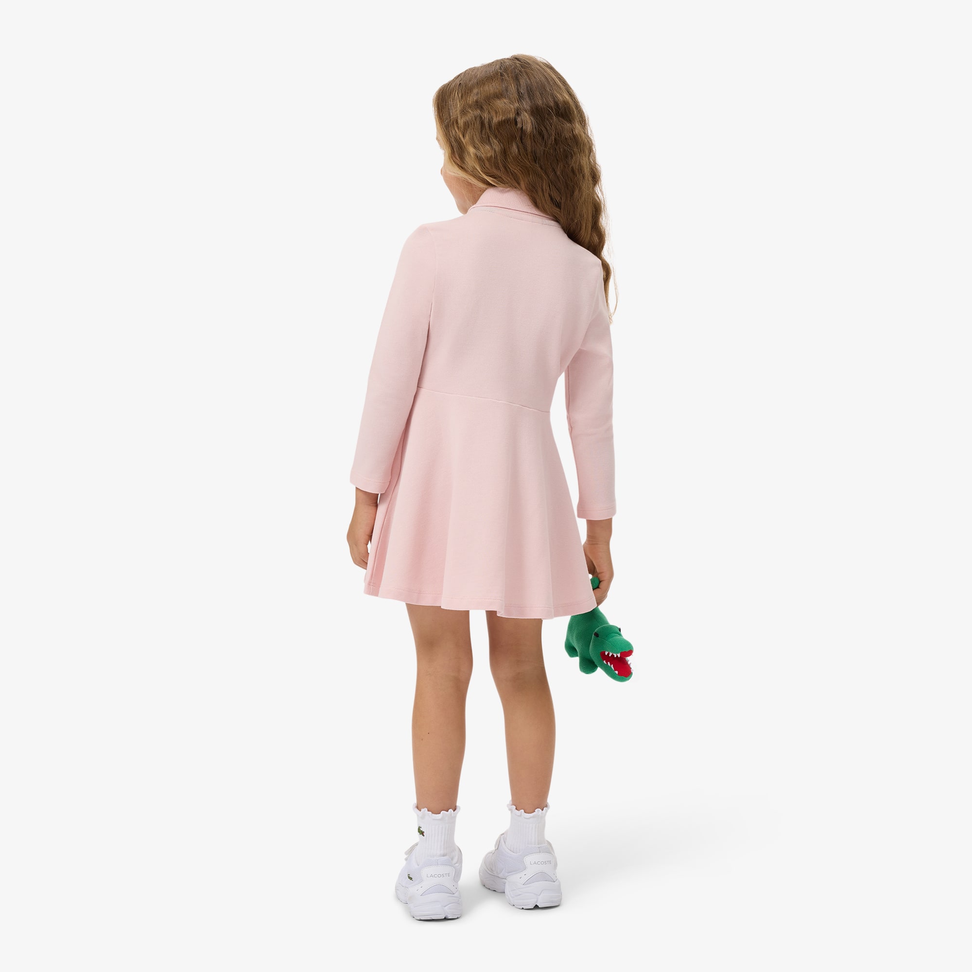 Thumbnail - Lacoste Polokleid aus Stretch-Piqué mit langen Ärmeln - Hellrosa Size 5 - 5A