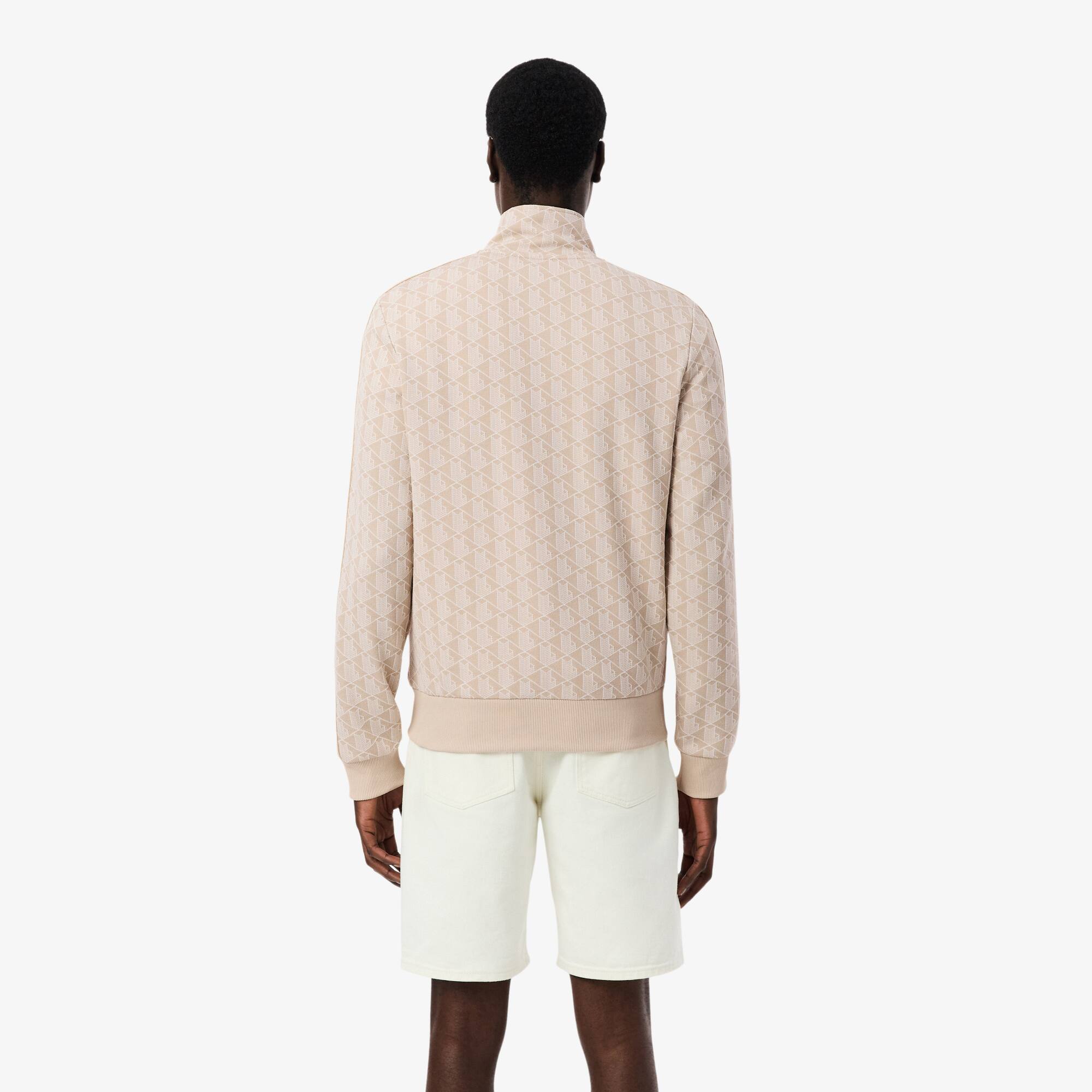 Thumbnail - Lacoste Track-Jacke Paris aus Jacquard mit Reißverschluss - Beige / Blanc Size M