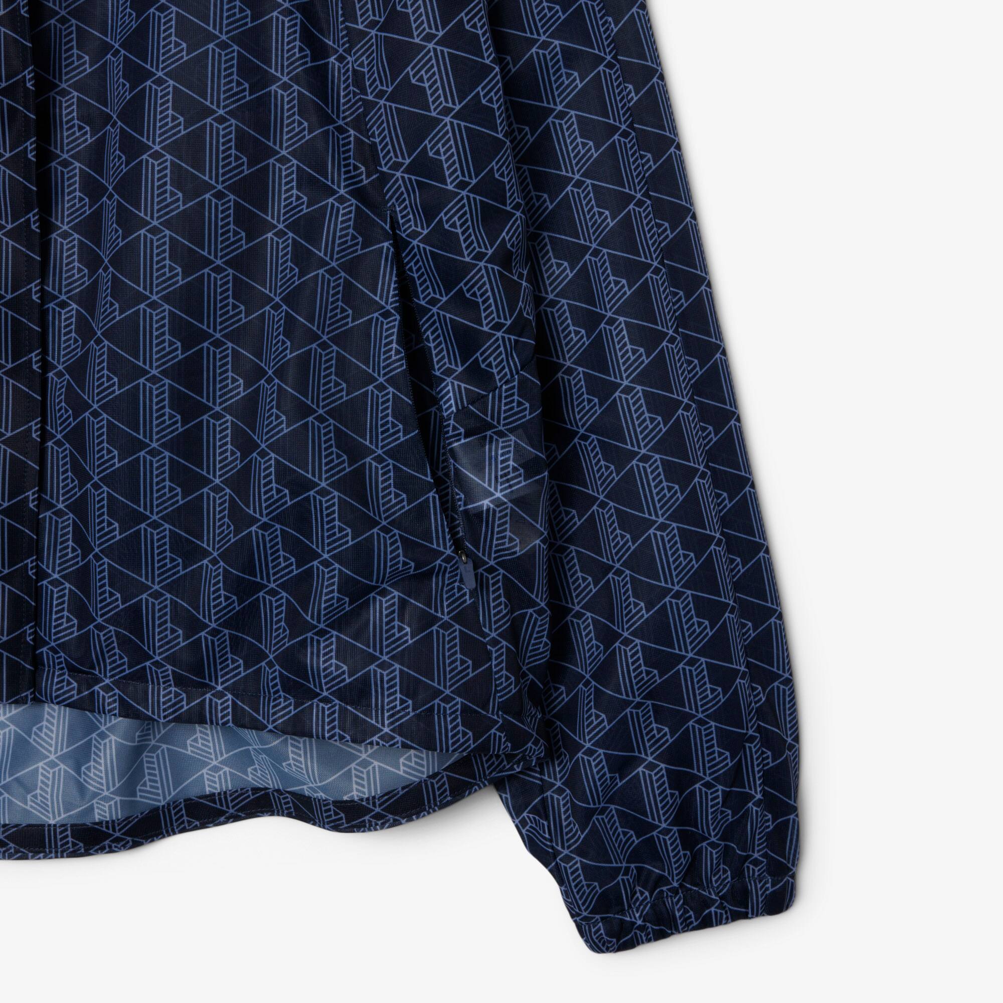 Thumbnail - Lacoste Leichte Tennisjacke mit Krokodil-Print - Navy Blau / Lila Size 36