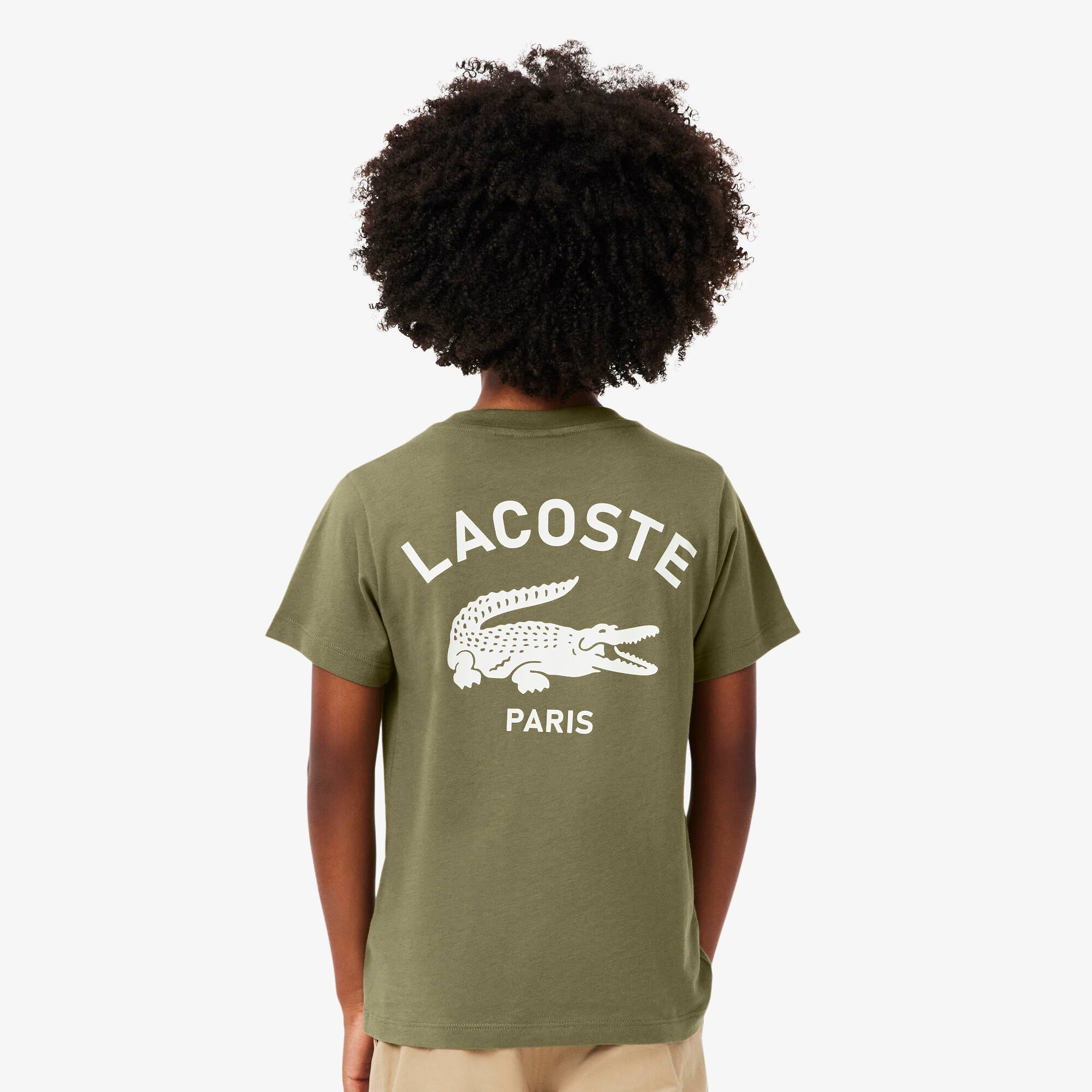 Thumbnail - Lacoste T-Shirt aus Baumwolle mit Print - Khaki Grün Size 11 - 14A