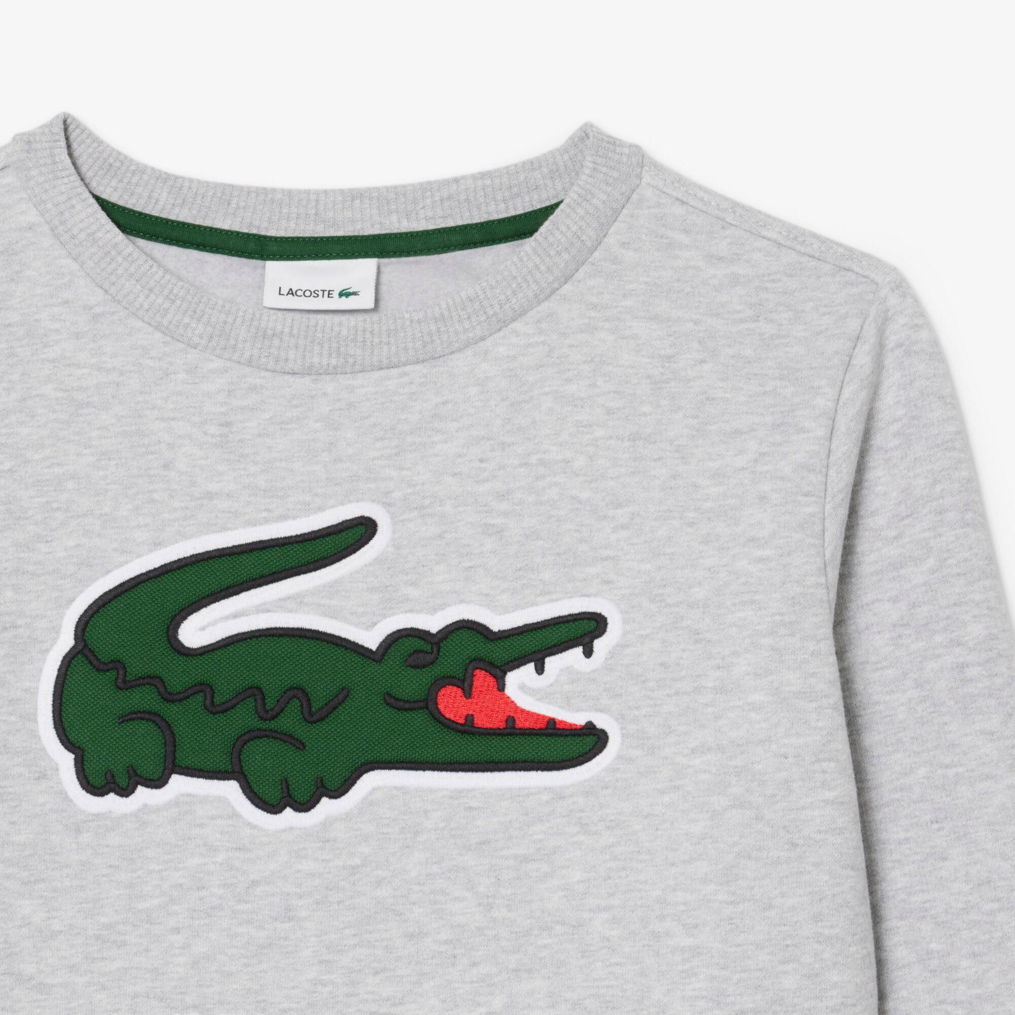 Thumbnail - Lacoste Sweatshirt aus Fleece mit Print - Heidekraut Grau Size 8 - 8A
