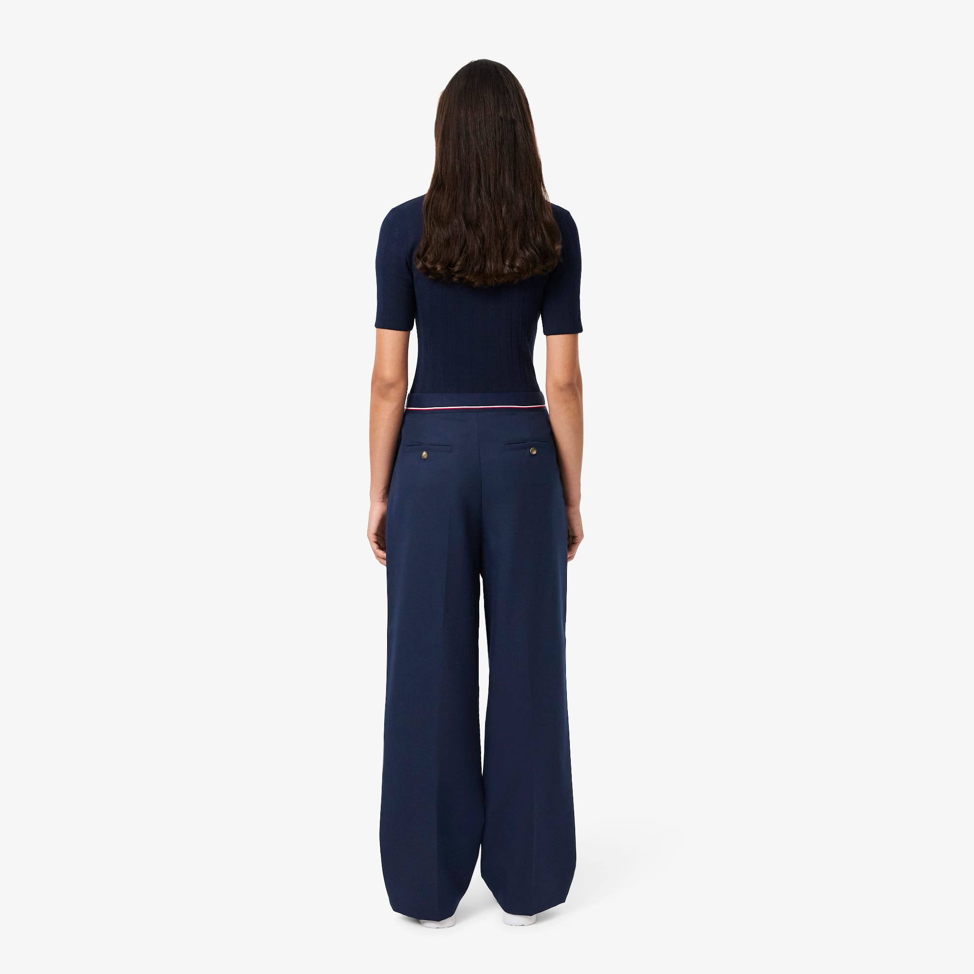 Thumbnail - Lacoste Übergroße Faltenhose aus Wollgemisch - Navy Blau Size 34