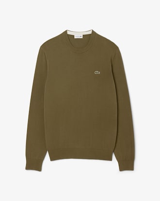 Einfarbiger Pullover aus Baumwolle mit Rundhalsausschnitt