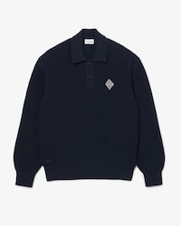 Pullover mit Perlrippstrick, Polokragen und Badge-Akzent