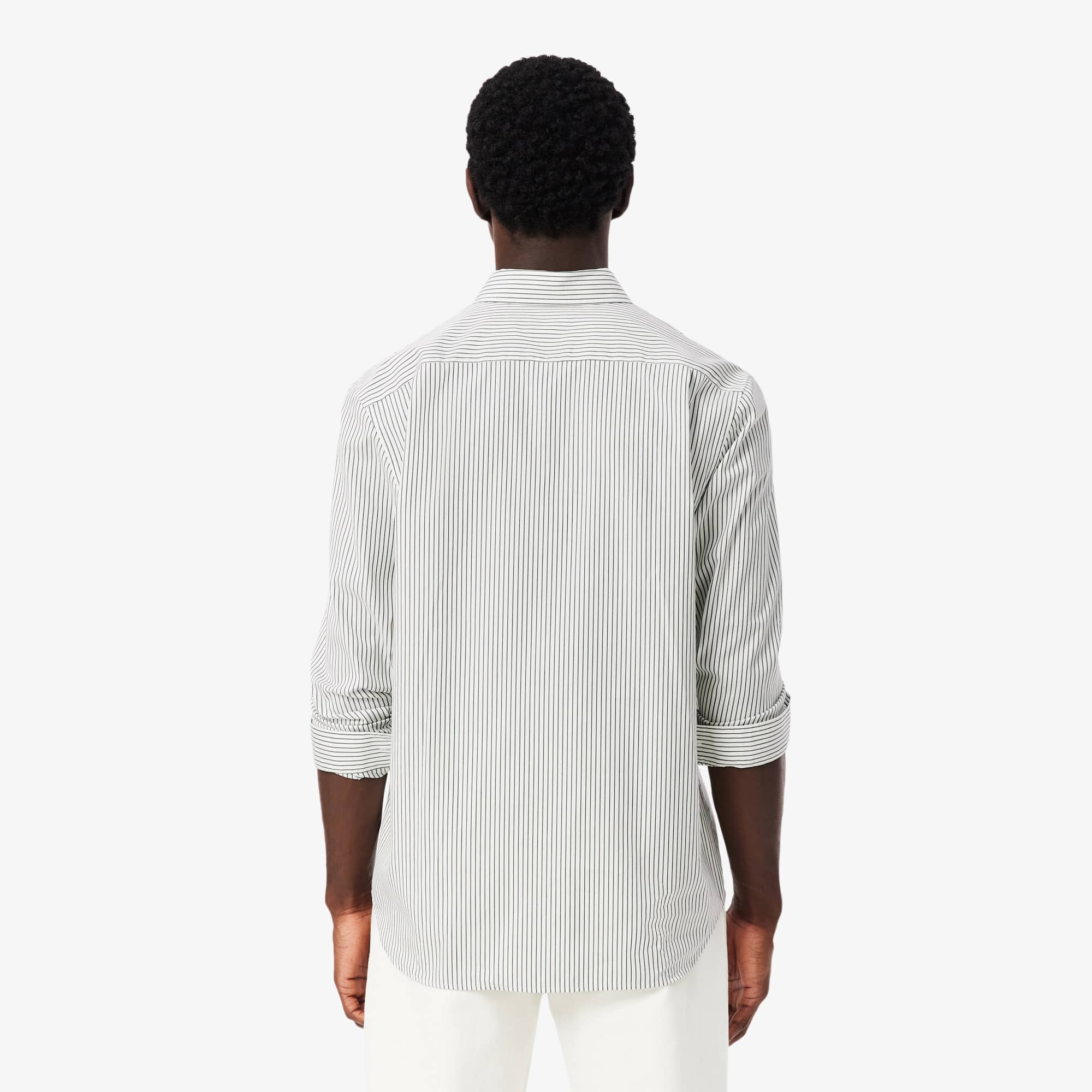 Thumbnail - Lacoste Regular Fit-Hemd aus gestreiftem Pinpoint - Weiß / Grün Size 41