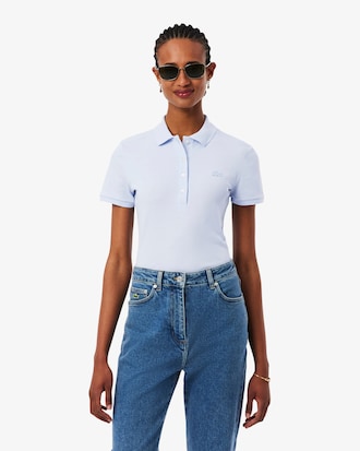 Slim Fit Damen LACOSTE Poloshirt aus Stretch-Baumwoll-Piqu&eacute;