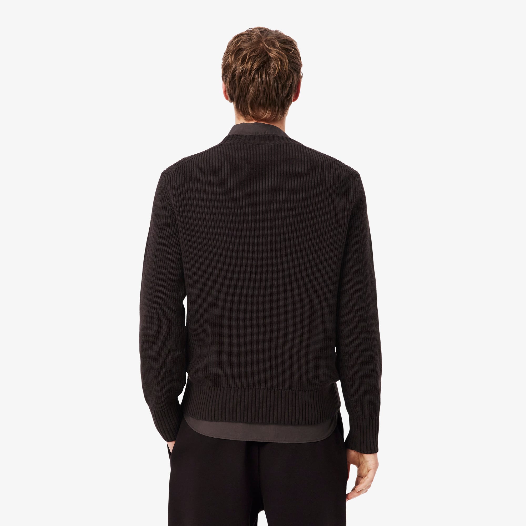 Thumbnail - Lacoste Pullover mit Perlrippstrick und Badge-Akzent - Braun Size 3XL