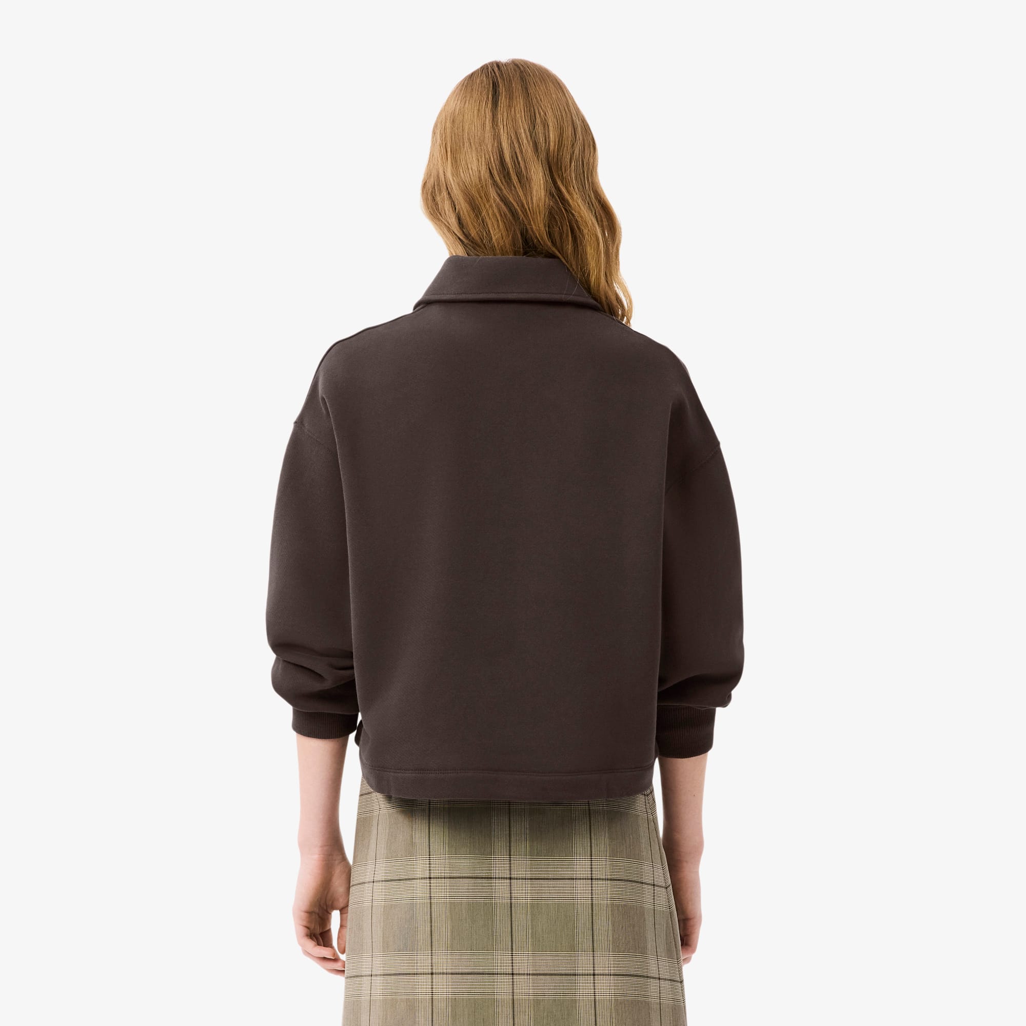 Thumbnail - Lacoste Übergroßes Sweatshirt aus Fleece mit Polokragen - Braun Size 36