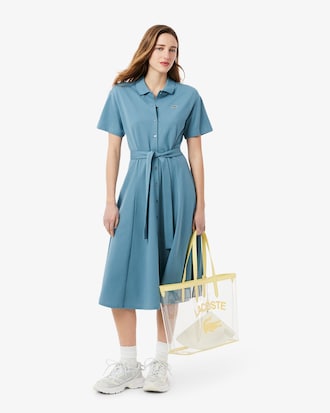 Flared-Polokleid aus Mini-Piqué