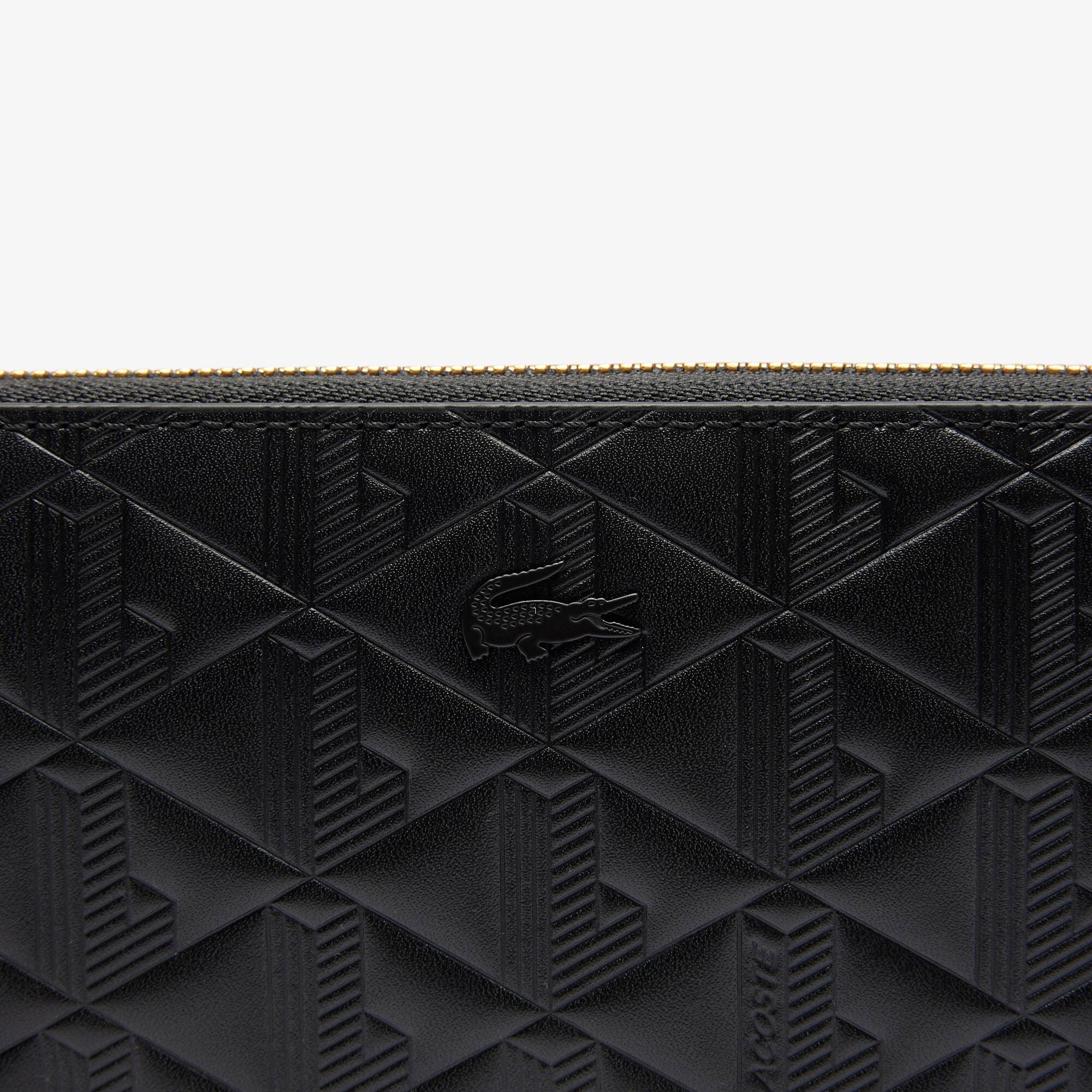 Thumbnail - Lacoste Brieftasche Maheki aus geprägtem Leder mit Reißverschluss - BLACK Size One Size