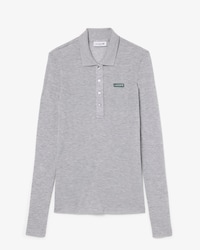 Slim Fit-Polohemd aus weichem Jersey mit langen &Auml;rmeln