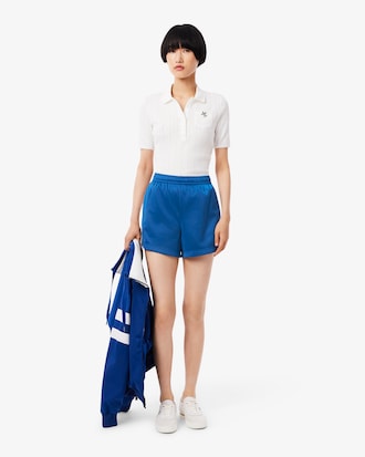 Pointelle-Shorts aus Satin-Jersey mit Streifen