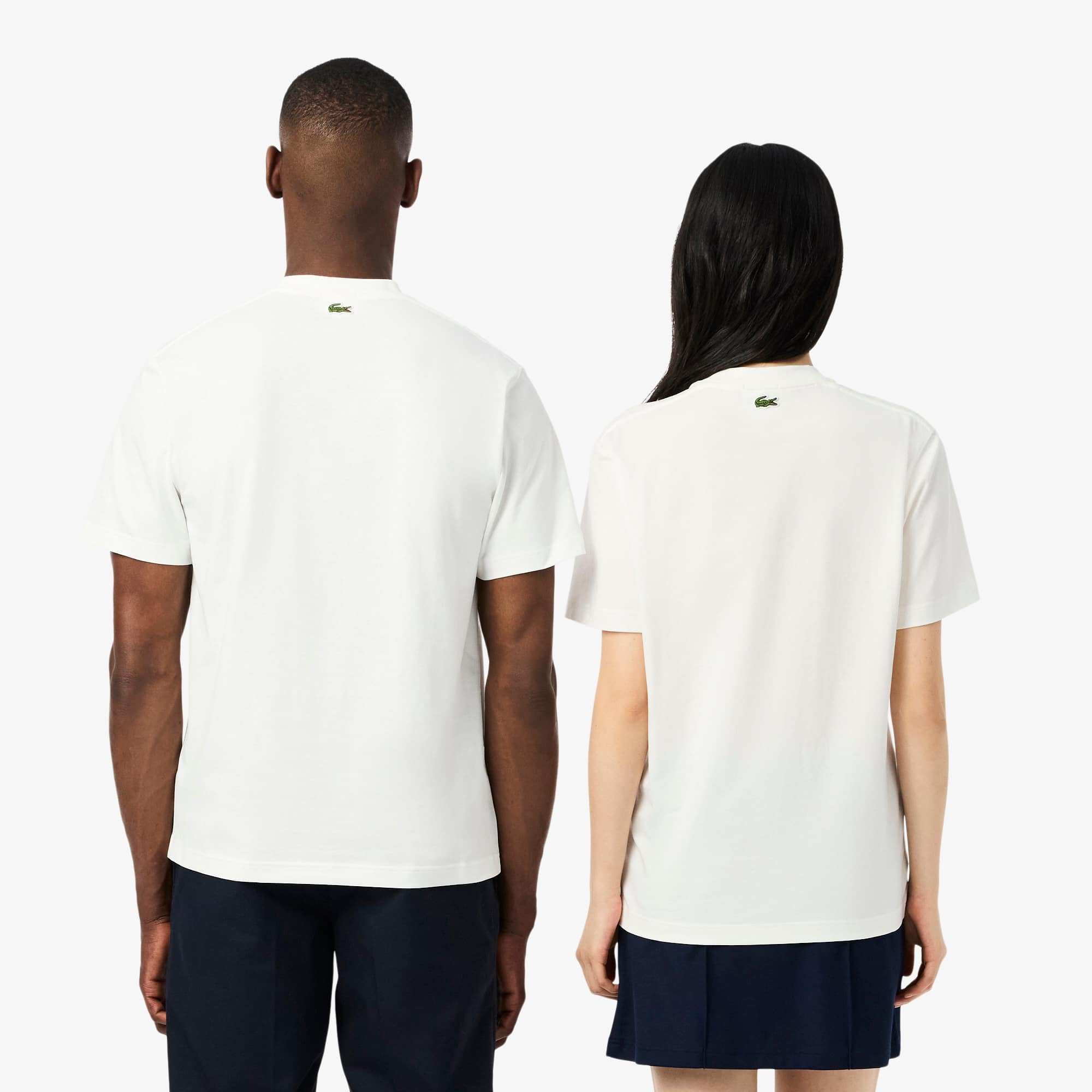 Thumbnail - Lacoste T-Shirt aus Baumwolle mit Signatur-Print - Weiß Size L