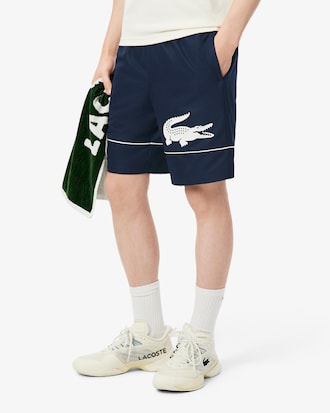 Tennisshorts aus Diamant-Taft mit Print