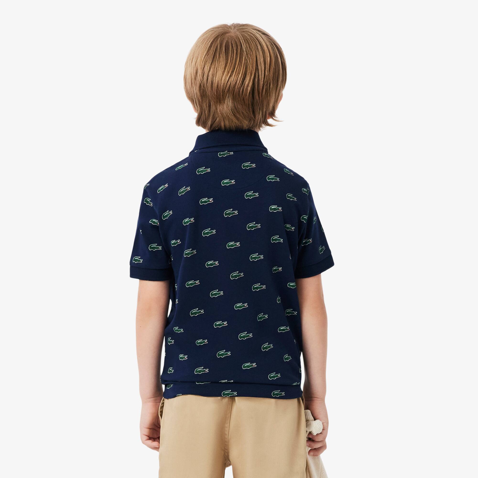 Thumbnail - Lacoste Bedrucktes Polohemd aus Petit-Piqué - Navy Blau Size 9 - 10A