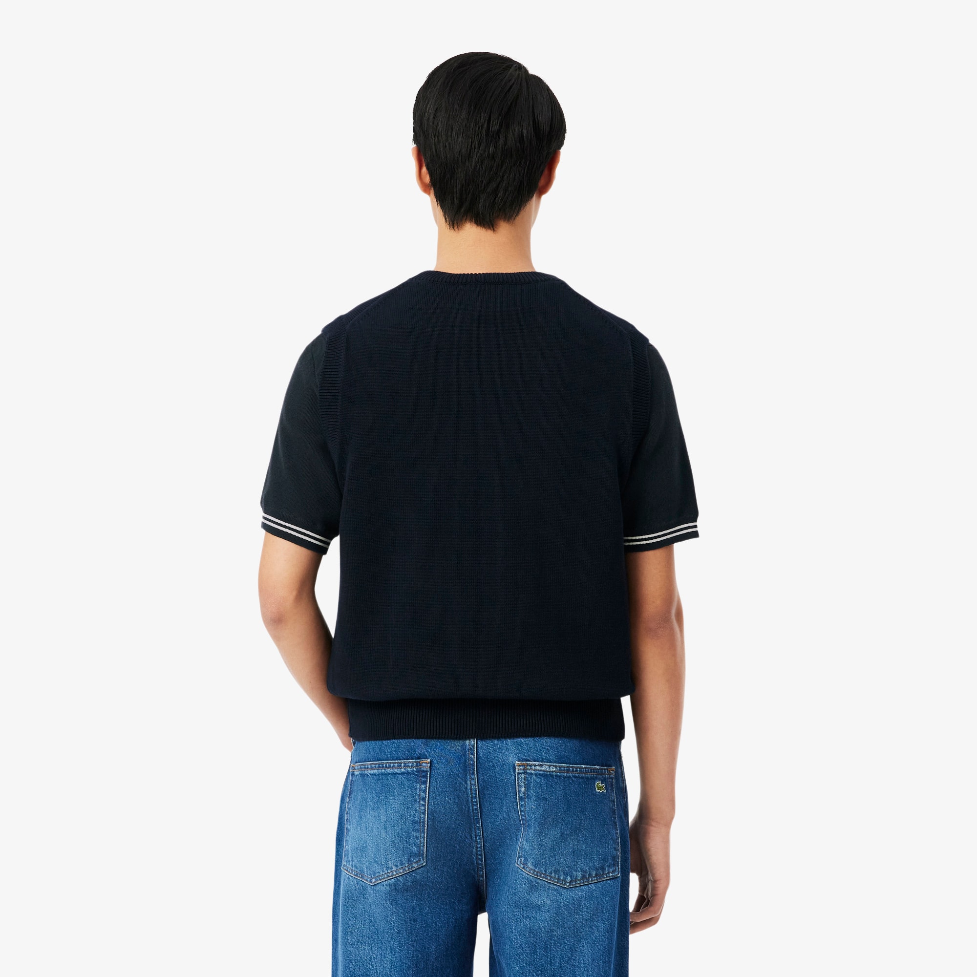 Thumbnail - Lacoste Ärmelloser Pullover aus Baumwoll-Jacquard - Noir / Beige Size 3XL