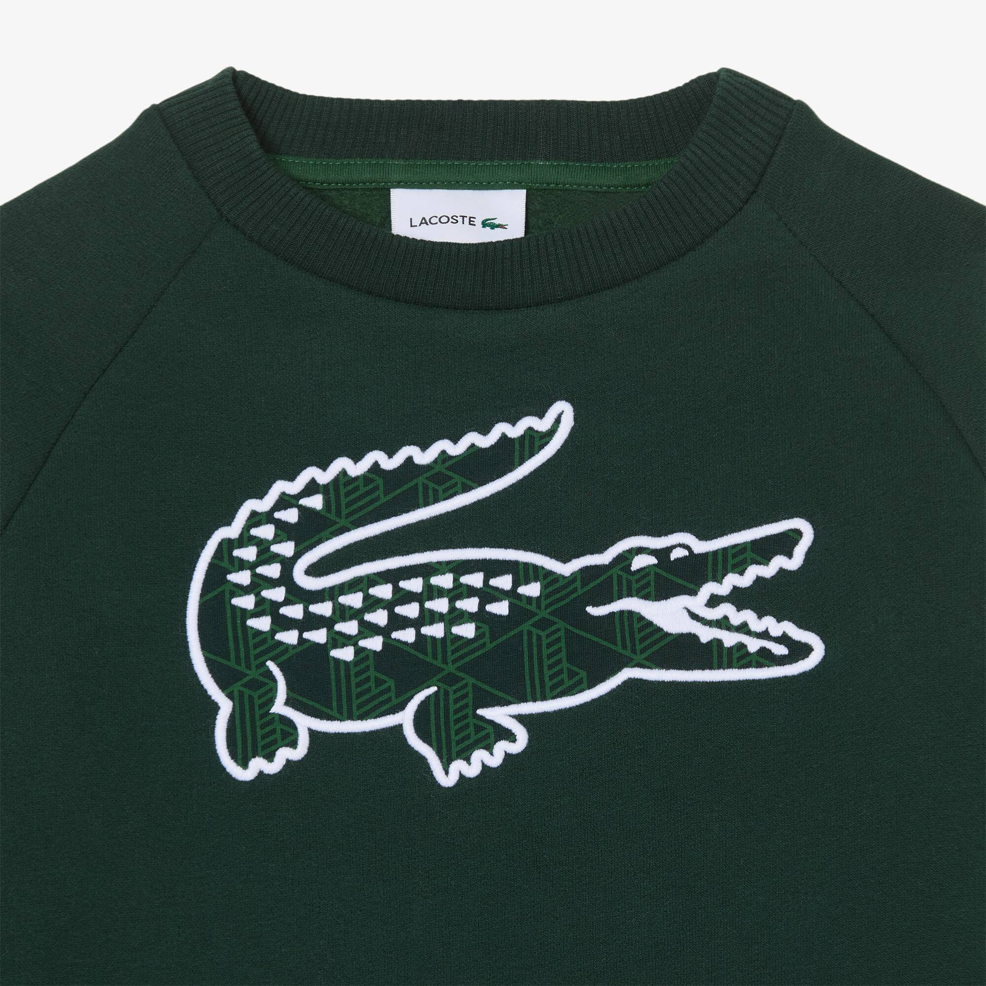Thumbnail - Lacoste Sweatshirt aus Fleece mit Monogramm-Print - Sinople Grün Size 4 - 4A