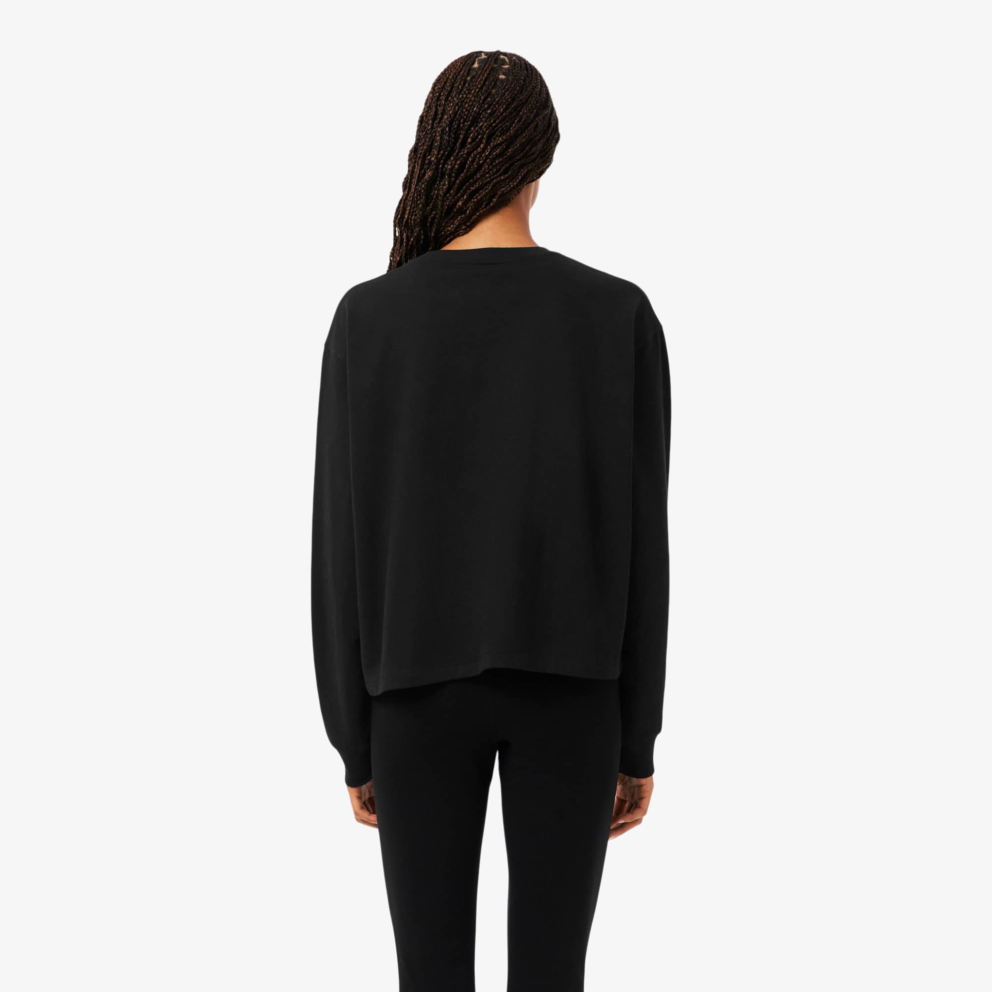 Thumbnail - Lacoste Lounge-Sweatshirt aus Fleece - Schwarz / Weiß Size XXS