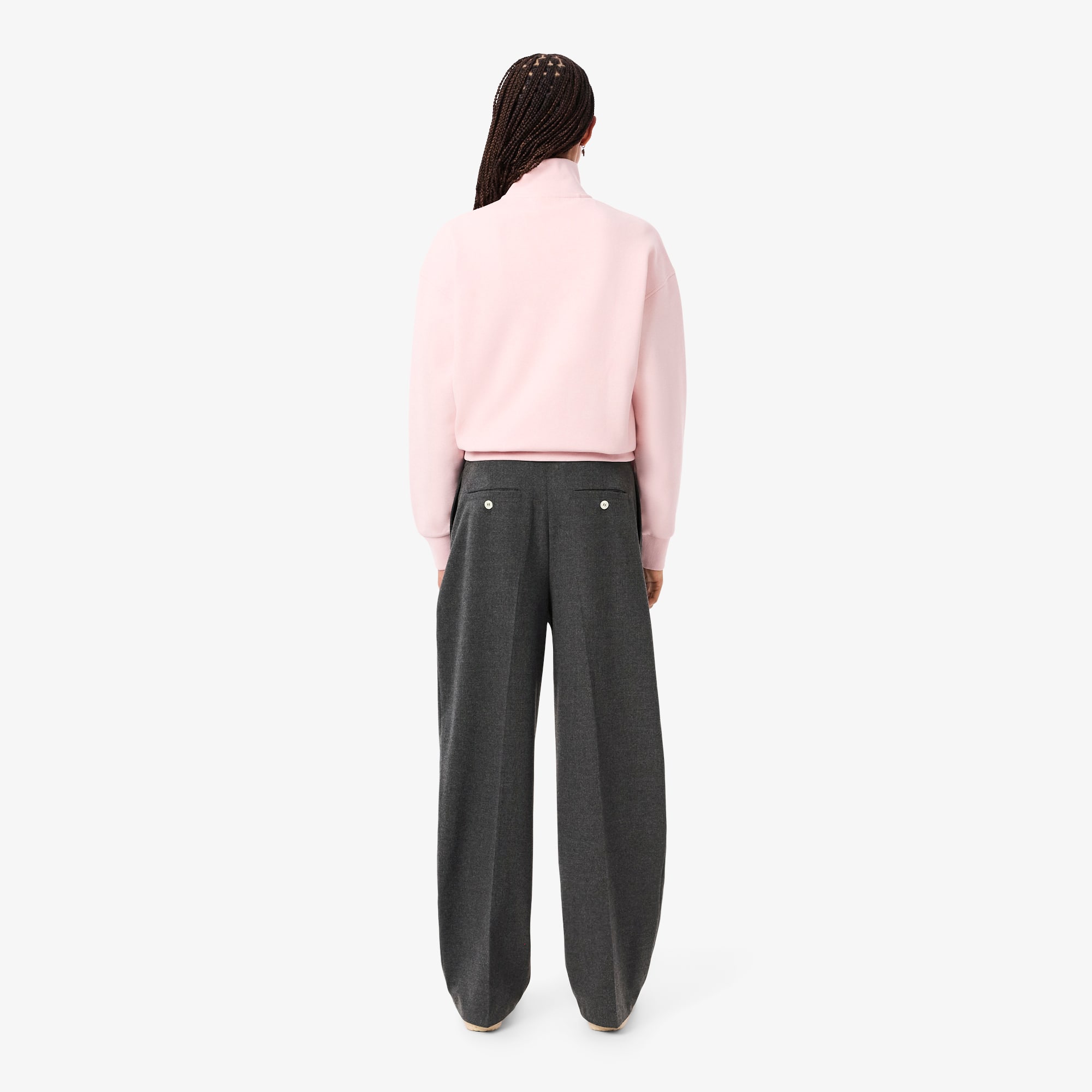 Thumbnail - Lacoste Übergroße Faltenhose aus Flanell - Heidekraut Grau Size 42
