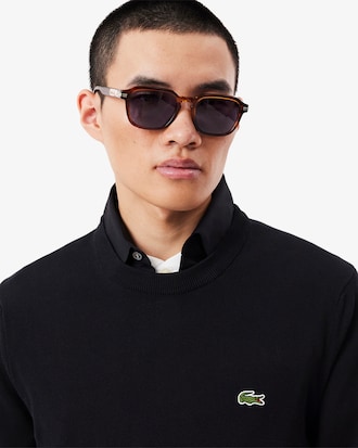 Einfarbiger Pullover aus Baumwolle mit Rundhalsausschnitt