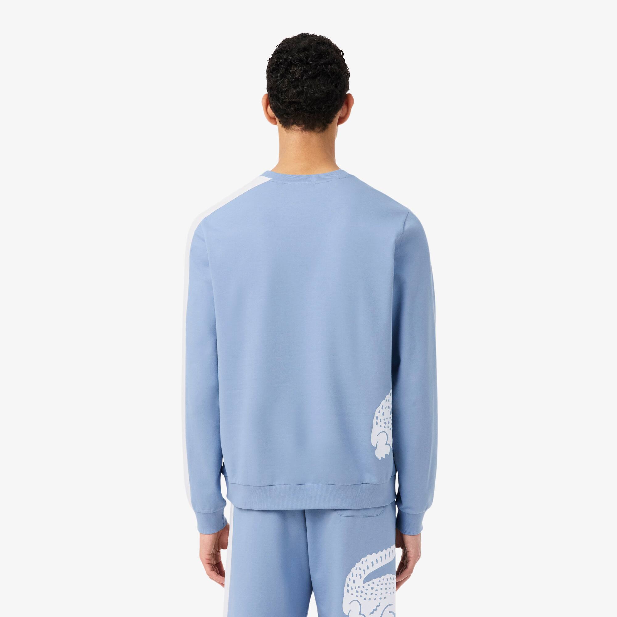 Thumbnail - Lacoste Loungewear-Sweatshirt aus Fleece mit Druck - Bleu Clair / Gris / Blanc Size S