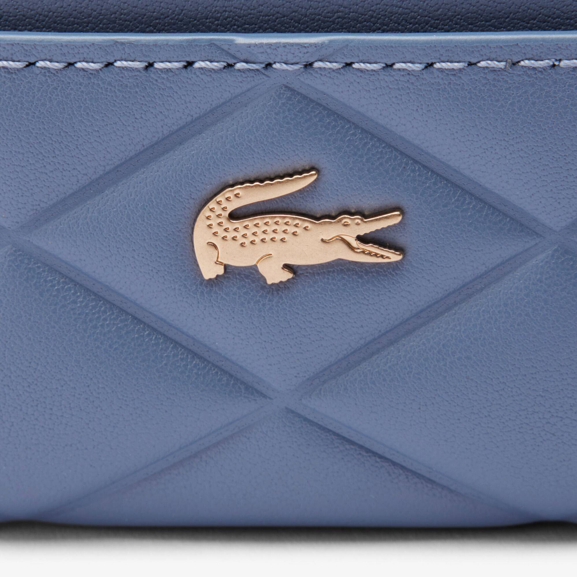 Thumbnail - Lacoste Kartenetui Crocodelle aus Leder - FOLKSTONE GRAY Size One Size