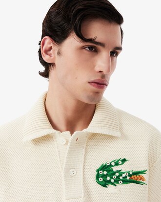 Pullover Runway aus Piqu&eacute; mit Polokragen und blumigem Krokodil