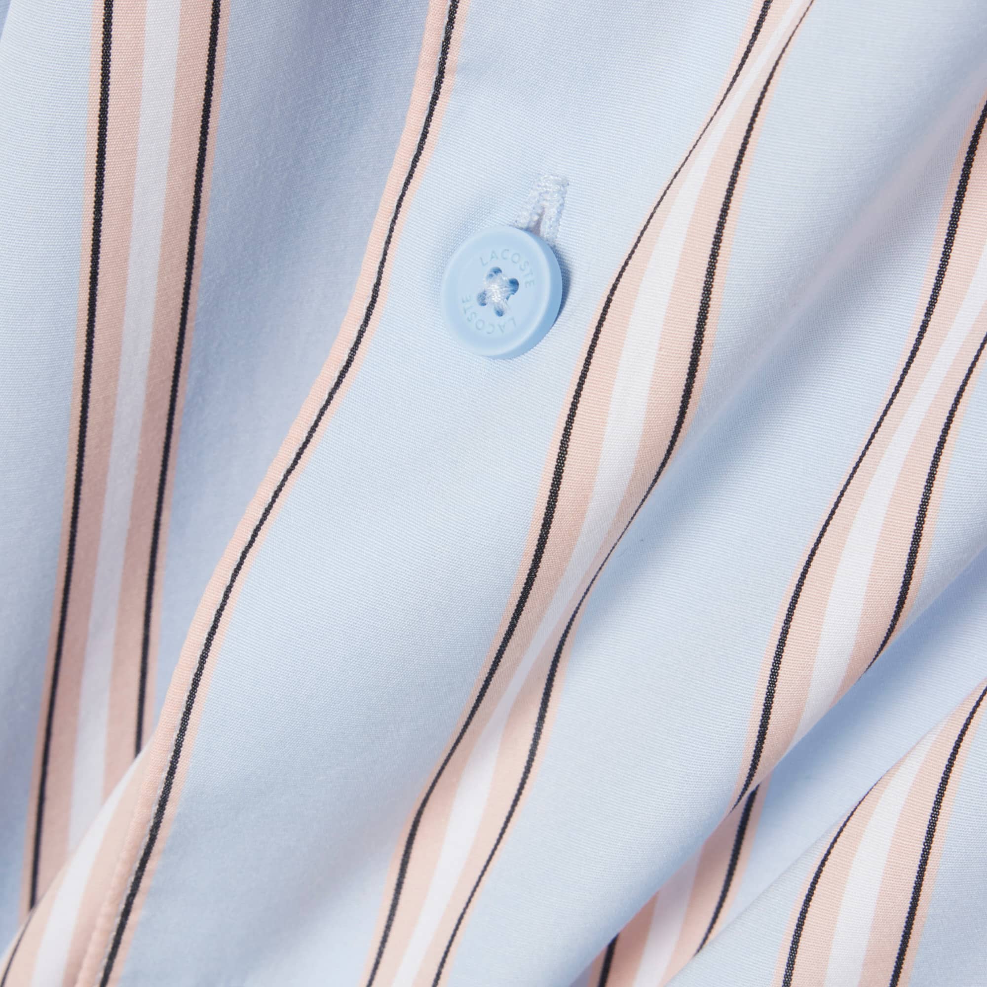 Thumbnail - Lacoste Regular Fit-Hemd aus gestreifter Popeline - Bleu Clair / Rose / Noir / Blanc Size 40