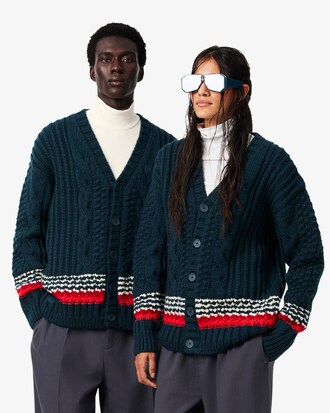 Runway Cardigan aus Wolle mit strukturierten Streifen