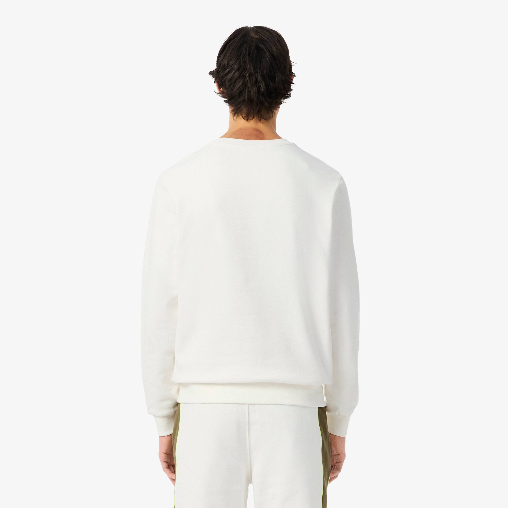 Thumbnail - Lacoste Sweatshirt aus Fleece mit Colorblock-Design - Weiß / Khaki Grün / Lila Size XXL