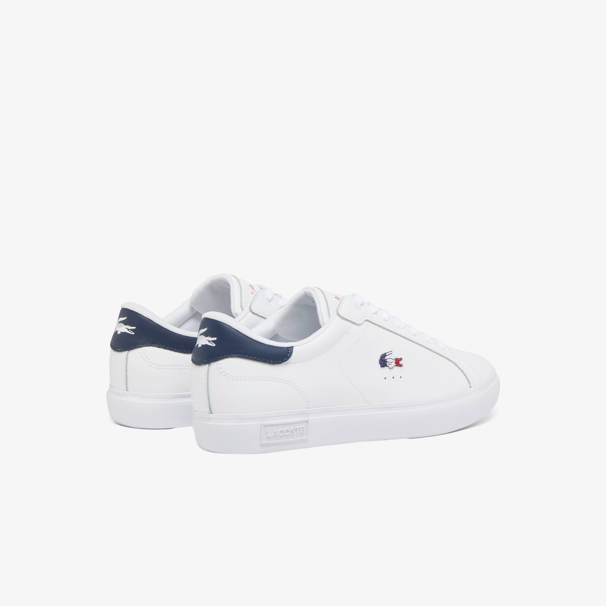 Thumbnail - Lacoste Herren-Sneakers Powercourt aus Leder - WHT/NVY/RED Size 39.5