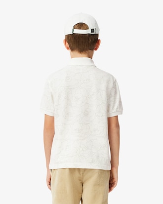 Polohemd aus Mini Piqué mit Blumen-Print