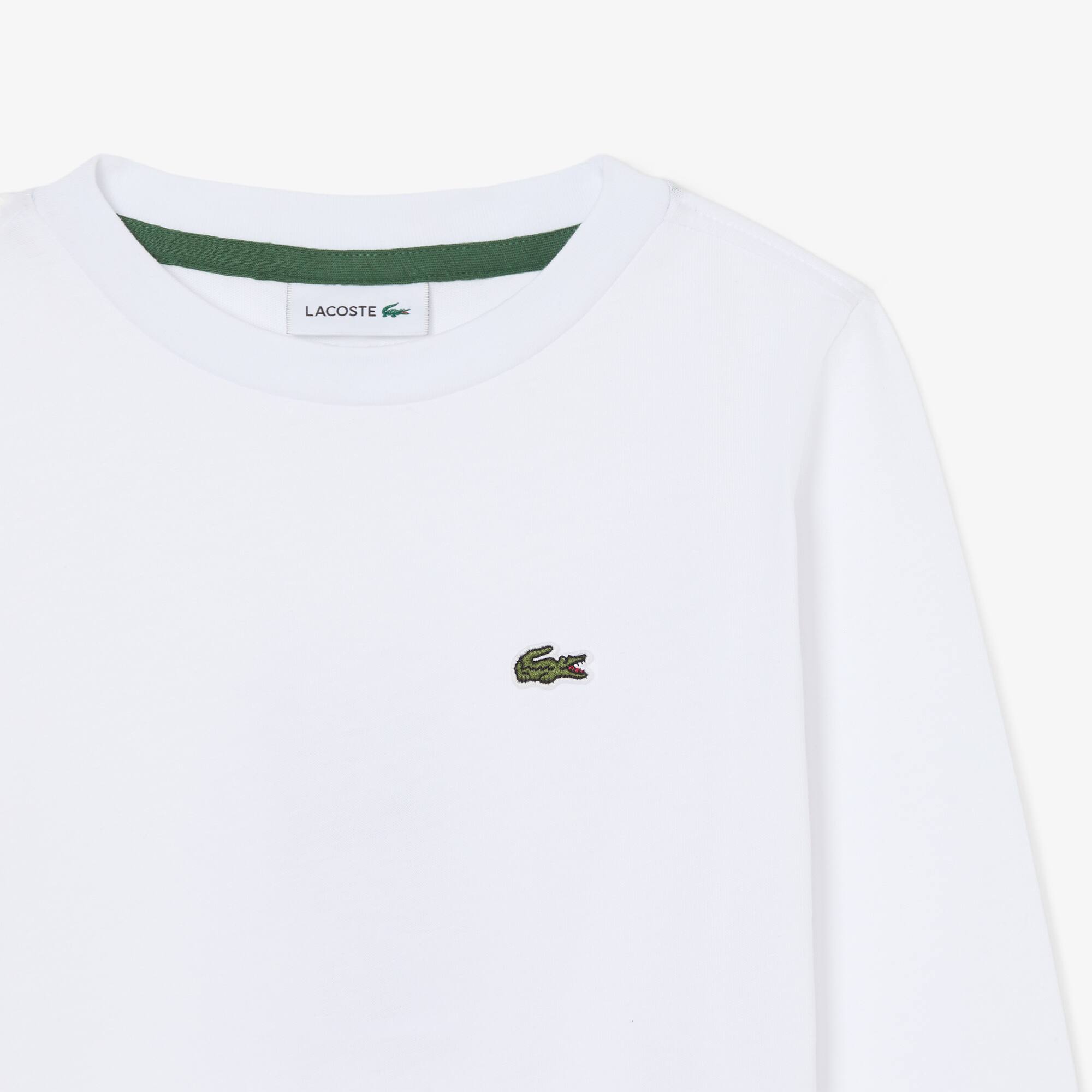 Thumbnail - Lacoste Unisex T-Shirt aus Baumwolle mit langen Ärmeln - Weiß Size 6 - 6A