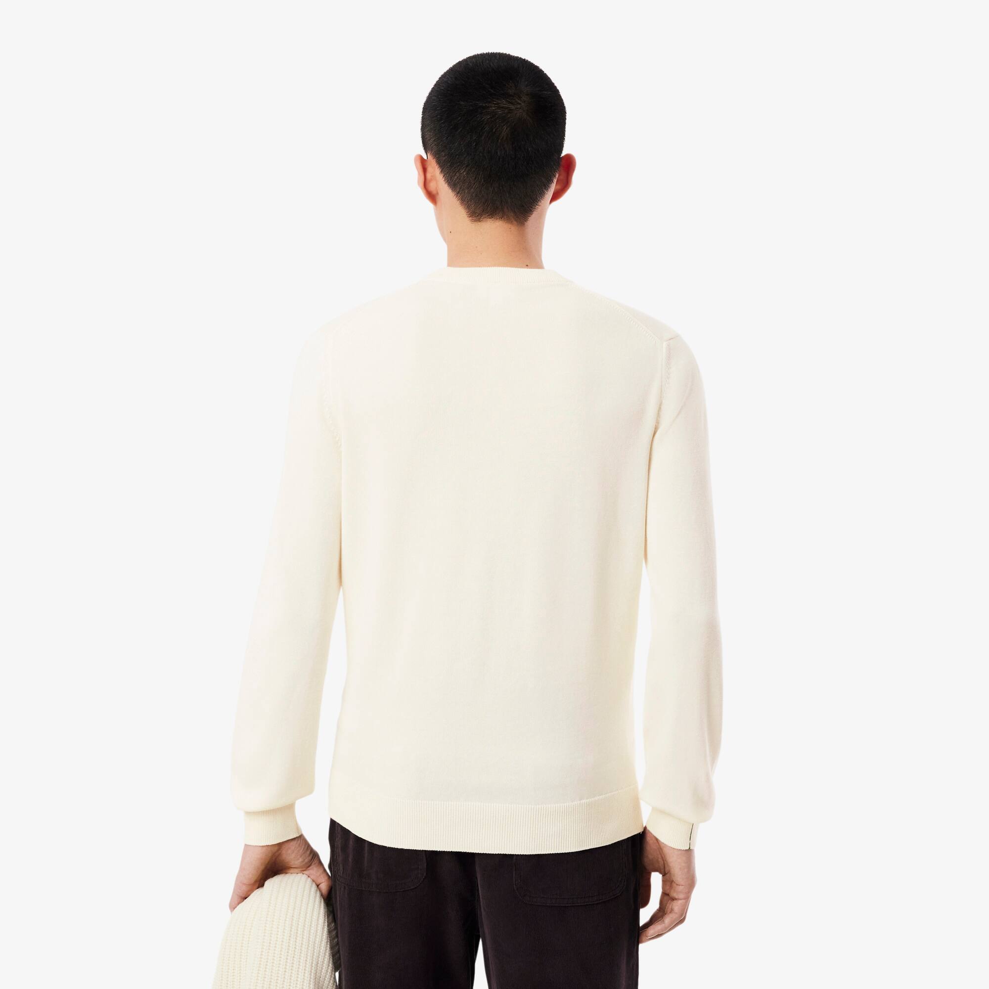 Thumbnail - Lacoste Einfarbiger Pullover aus Baumwolle mit Rundhalsausschnitt - Weiß Size 3XL